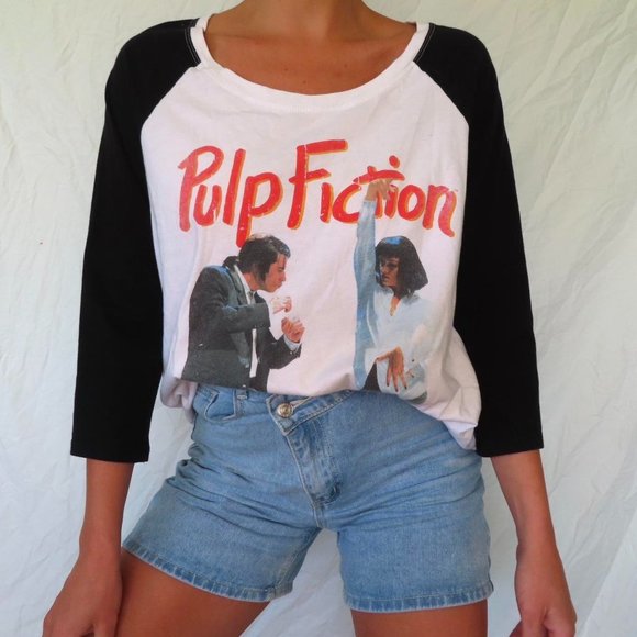 Tops - Pulp Fiction Black and White Baseball Tee Size Large XL